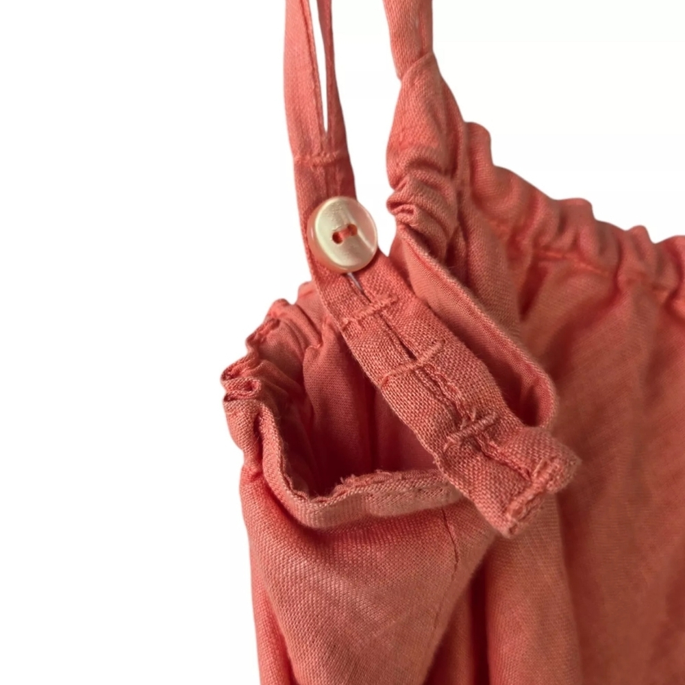 J. Crew Coral Orange Linen Ruffle Tiered Sun Dress w/Spaghetti Straps | Size 6 - Picture 6 of 9